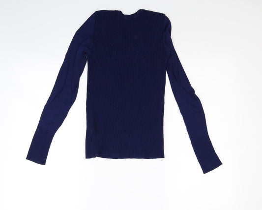 Laura Knit Womens Blue Knit Pullover Jumper Size M