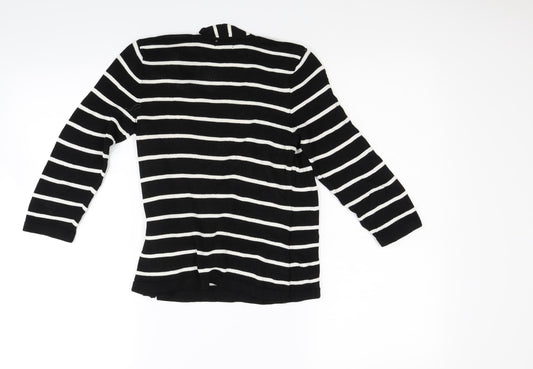 Minuet Petite Womens Black Striped Pullover Jumper Size S