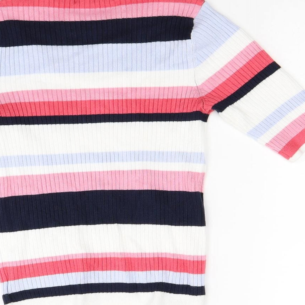 Marks and Spencer Womens White Striped Knit Pullover Jumper Size 8
