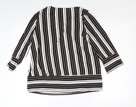 Preworn Womens White Striped Tunic T-Shirt Size 14
