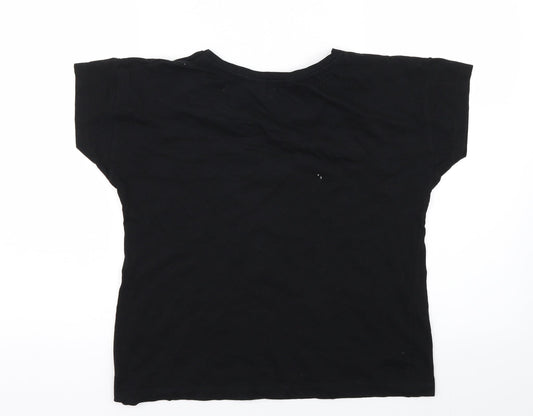 Boux Womens Black Basic T-Shirt Size XS - Dear bed I love you