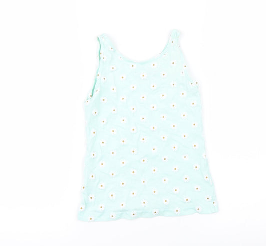 Primark Girls Green Basic Tank Size 7-8 Years - Daisies