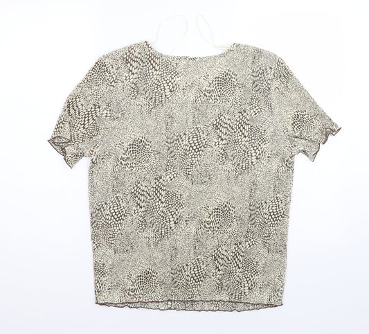 Roman Womens Ivory Animal Print Basic Blouse Size M