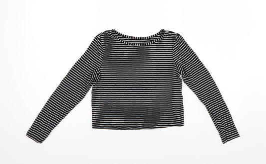 YD Girls Black Striped Pullover Jumper Size 9-10 Years