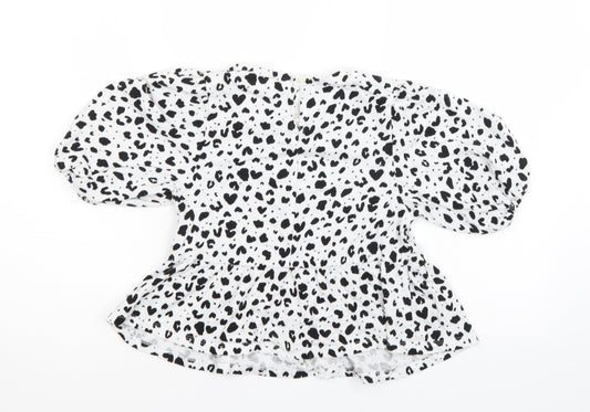 NEXT Girls White Animal Print Tunic Blouse Size 10 Years