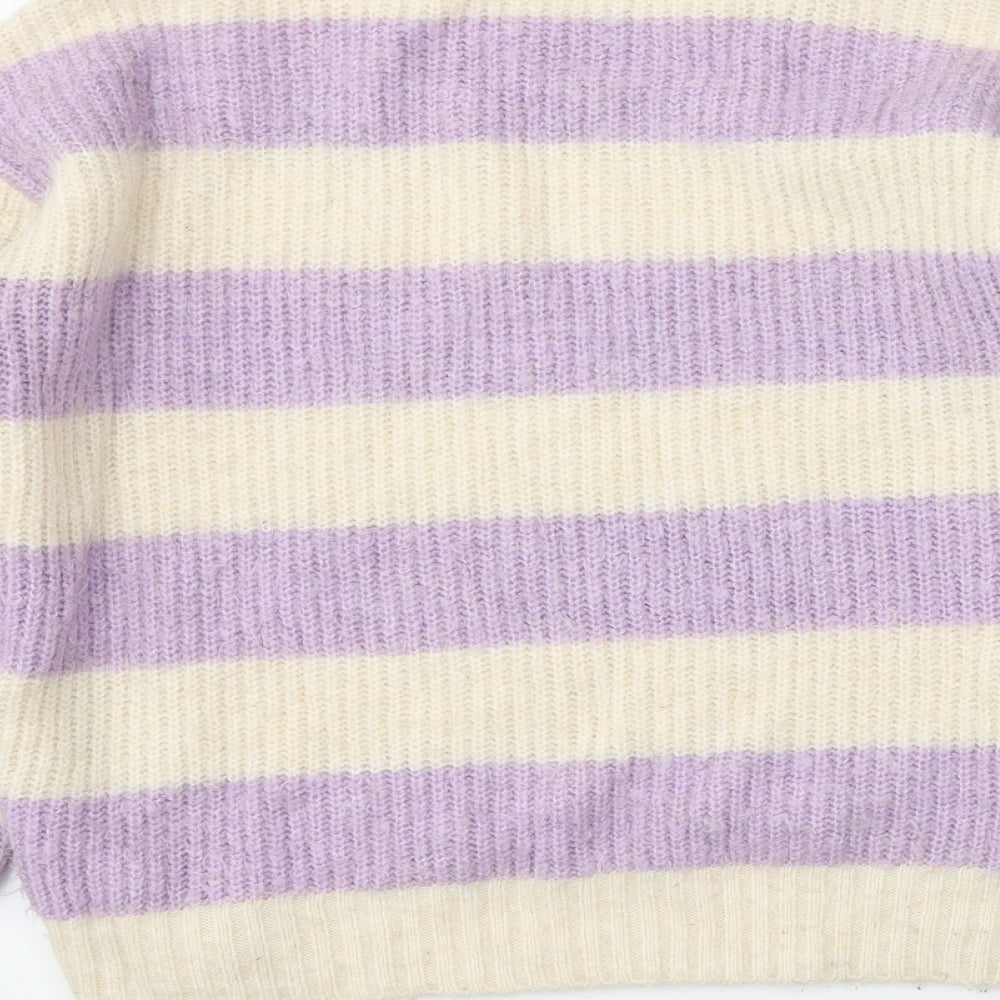New Look Womens Ivory Striped Pullover Jumper Size S