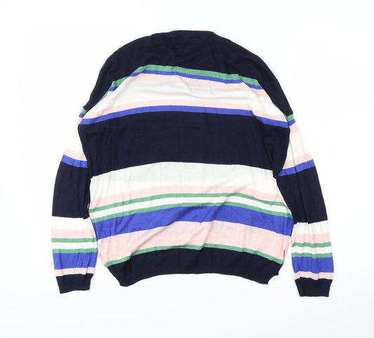 M&S Womens Black Striped Pullover Jumper Size M