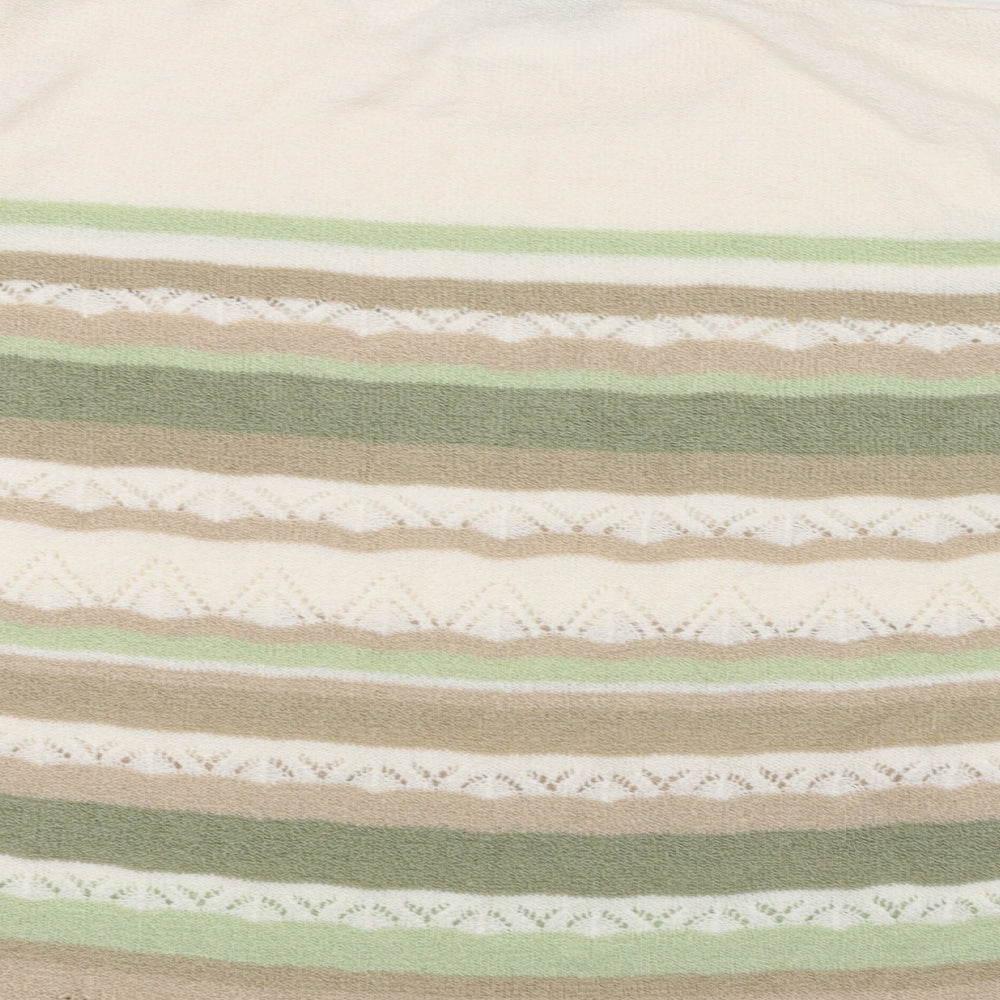 BM Womens White Striped Pullover Jumper Size M