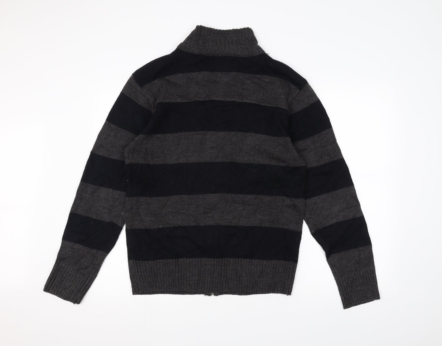 Lee Cooper Mens Grey Striped Full Zip Jumper Size M