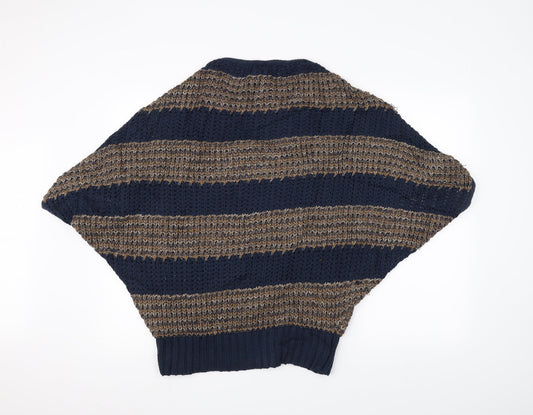 Pull&Bear Womens Blue Striped Knit Pullover Jumper Size M