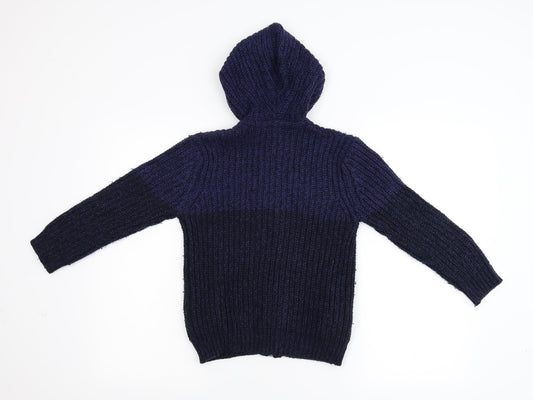 Zara Boys Blue Knit Full Zip Hoodie Size 7 Years