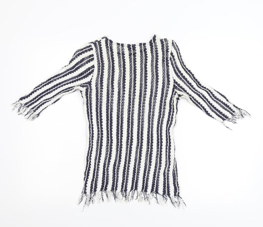 Topshop Womens Multicoloured Striped Knit Basic T-Shirt Size 10
