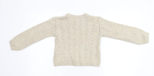 Preworn Girls Beige Knit Pullover Jumper Size M