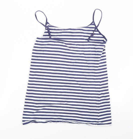 Preworn Womens Blue Striped Basic Blouse Size 16