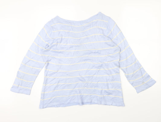 Marks & Spencer Womens Blue Striped Pullover Jumper Size 14