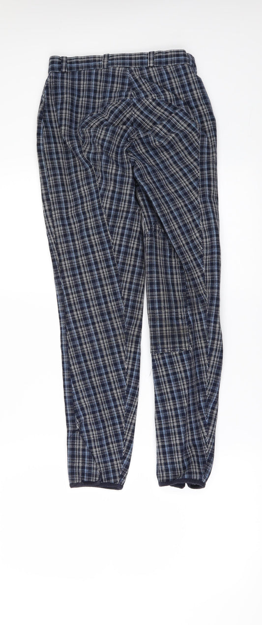EILLEEN DOUGLAS Girls Blue Check Jegging Trousers Size M - Jodhpurs