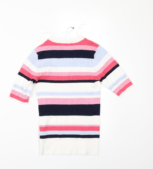 Marks and Spencer Womens White Striped Pullover Jumper Size 6