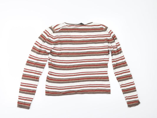 Dorothy Perkins Womens White Striped Pullover Jumper Size 14