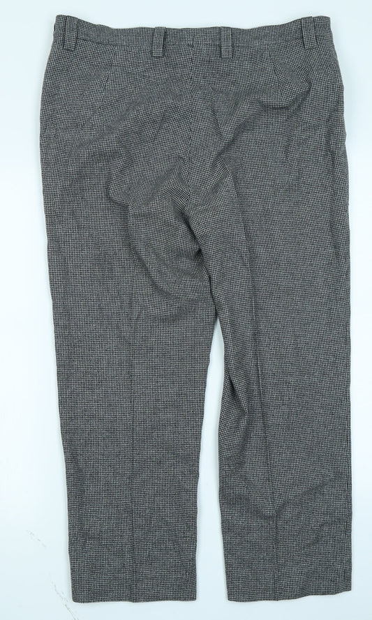 Wichele Womens Grey Houndstooth Trousers Size 18 L25 in