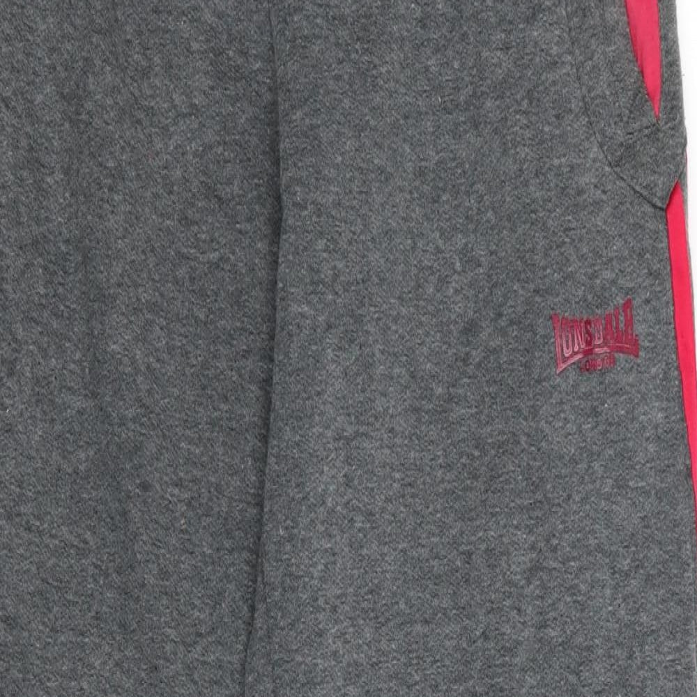 Lonsdale Womens Grey Striped Jogger Trousers Size 28 in L30 in