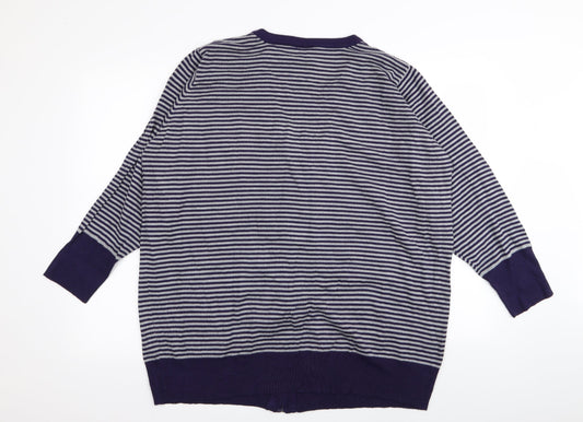 Wardrobe Womens Purple Striped Full Zip Jumper Size 20