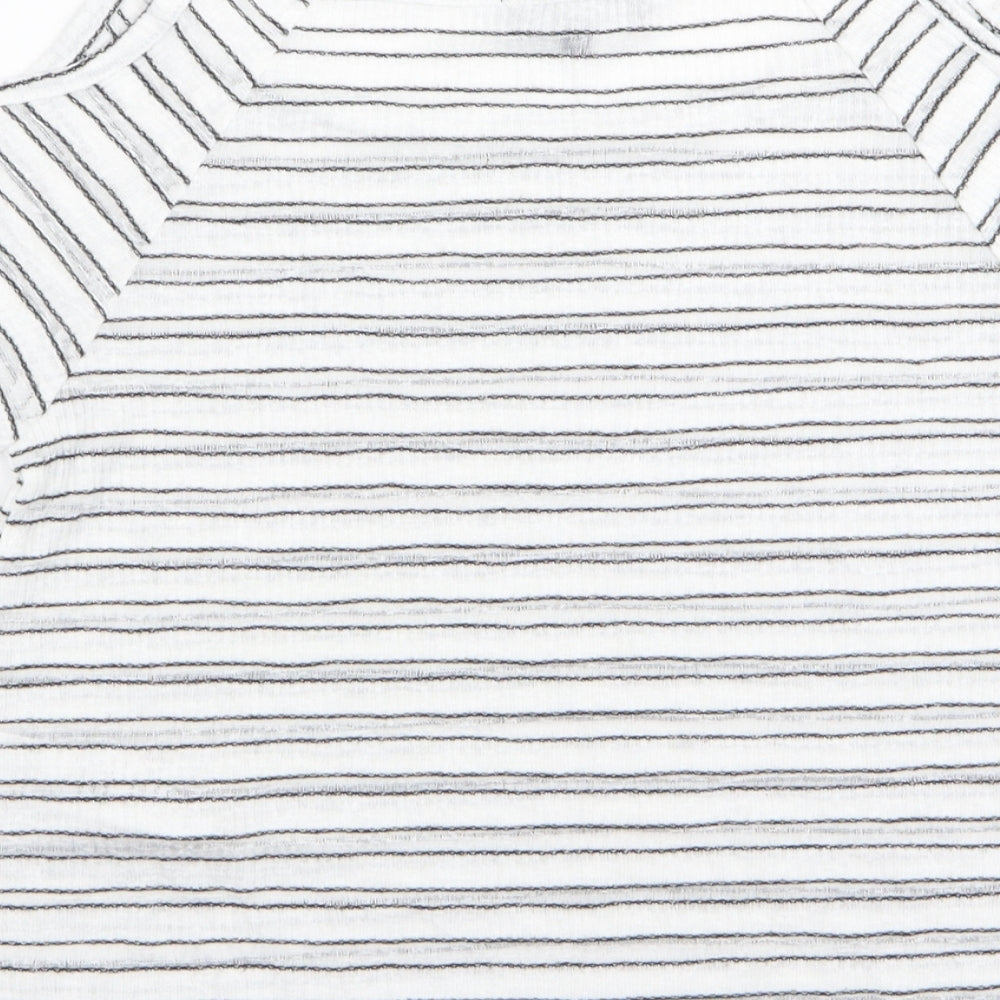 new loo Girls White Striped Basic T-Shirt Size 10-11 Years