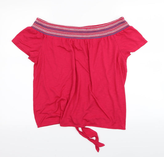 Papaya Womens Pink Basic T-Shirt Size 14