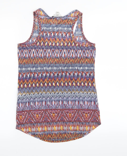 New Look Womens Multicoloured Geometric Basic Tank Size 8