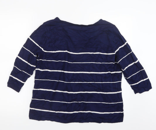 BM Womens Blue Striped Pullover Jumper Size L