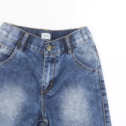 F&F Boys Blue Denim Cropped Jeans Size 8-9 Years