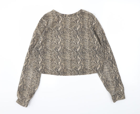 Zara Womens Brown Animal Print Pullover Jumper Size S