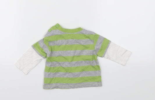 Cherokee Boys Green Striped Basic T-Shirt Size Newborn