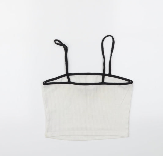 Missguided Womens White Cropped T-Shirt Size 6