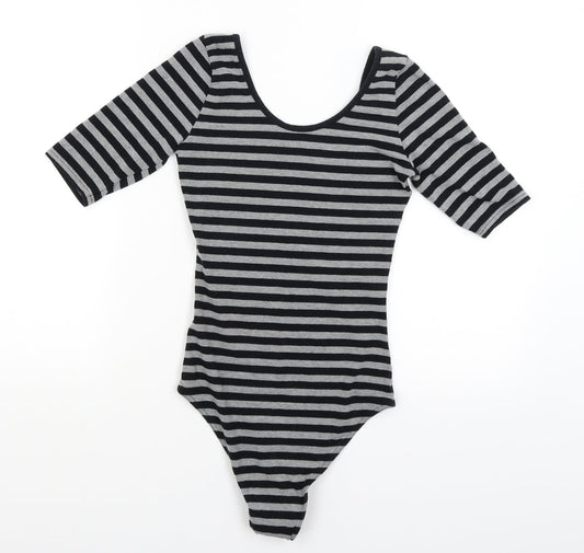 Dorothy Perkins Womens Grey Striped Bodysuit One-Piece Size 6