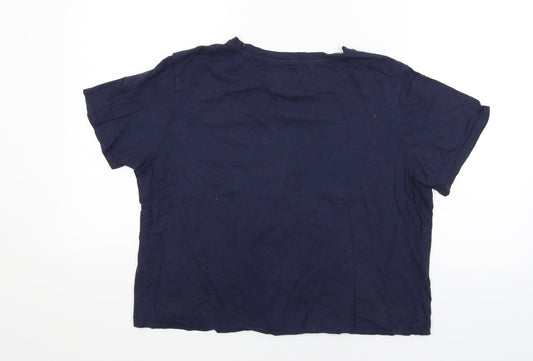 Primark Womens Blue Cropped T-Shirt Size L - Perfection