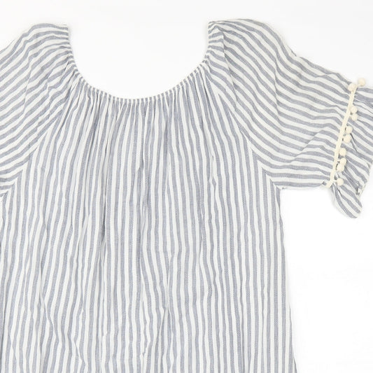 Preworn Womens Blue Striped Shift Size L