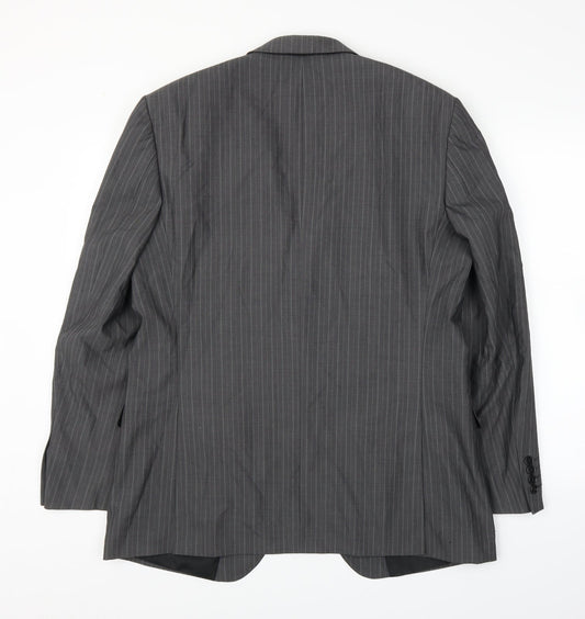 M&S Mens Grey Striped Jacket Suit Jacket Size 42