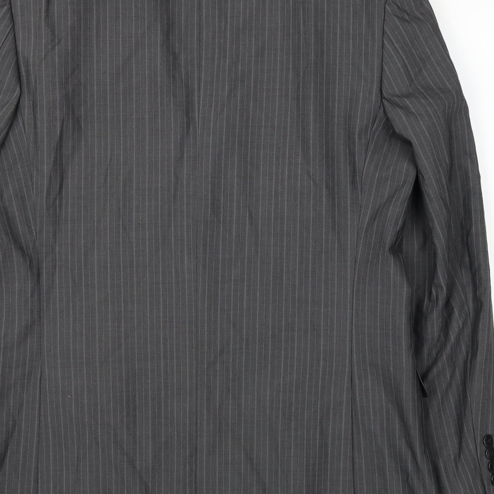 M&S Mens Grey Striped Jacket Suit Jacket Size 42