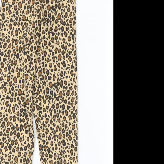 I Love Girlswear Girls Beige Animal Print Capri Trousers Size 9 Years - Leggings