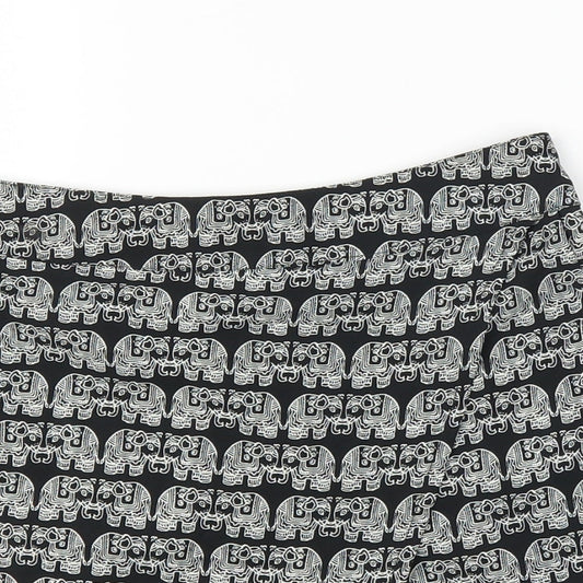 Primark Womens Black Animal Print Cut-Off Shorts Size 8