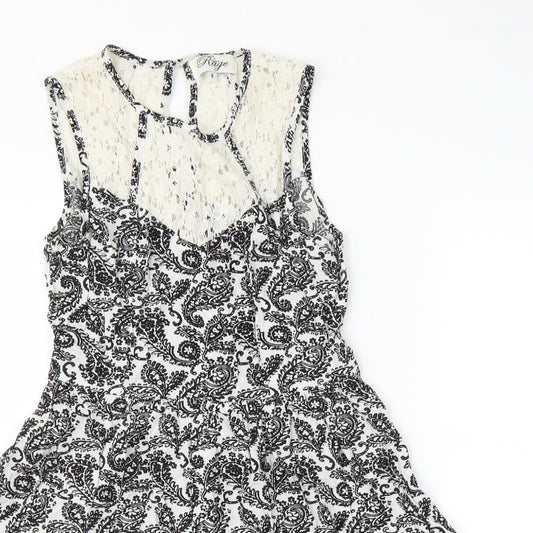 Madam Rage Womens Black Paisley A-Line Size 8