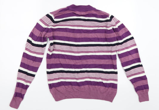 Isle Womens Purple Striped Pullover Jumper Size S