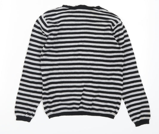 In Extenso Womens Grey Striped Pullover Jumper Size 8
