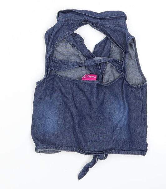 Penny M Girls Blue Denim Basic Button-Up Size 7 Years