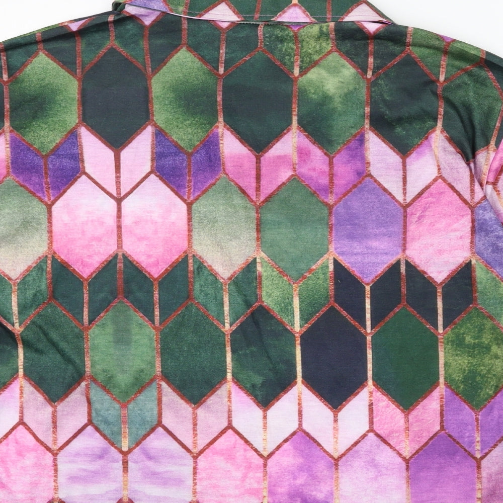 Preworn Womens Purple Check Basic T-Shirt Size XL