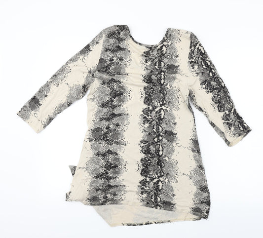 CMD Womens Beige Animal Print A-Line Size 14