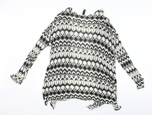 H&M Womens Ivory Geometric Cardigan Jumper Size 8