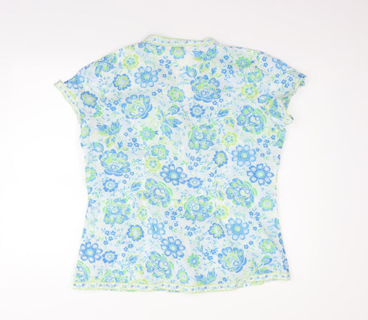 New Look Womens Blue Floral Basic Button-Up Size 14