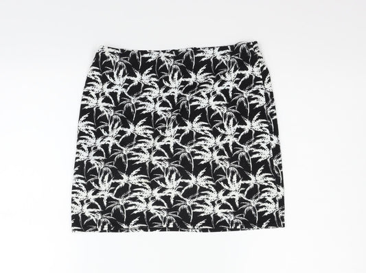New Look Womens Black Geometric Flare Skirt Size 12
