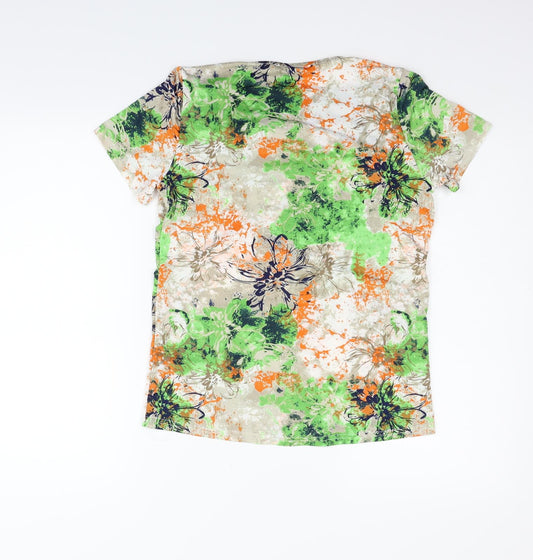 anna rose Womens Green Floral Basic Blouse Size S